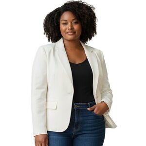 Talbots Ivory Single-Button Tailored Blazer